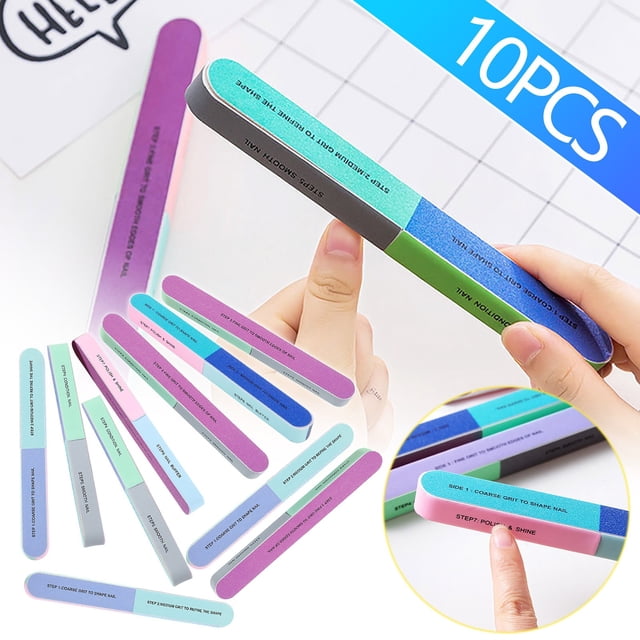 mtvxesu Nail Files Nail Buffer Block Nail Buffer For Natural Nails -On For Nail Care 10 Pc Sale. A set of 10 colorful nail buffer blocks with multiple grits for shaping, smoothing, and polishing nails. Each buffer features labeled steps for easy use, suitable for natural, acrylic, and false nails. Ideal for manicure and pedicure routines, these washable and reusable buffers are perfect for personal or professional nail care.