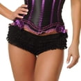 thumbnail image 4 of Penkiiy Women Ruffled Bloomer Shorts Y2K Cute Lace Ruffle Shorts Elastic Waist Fairy Mesh Layered Micro Shorts S Black, 4 of 5