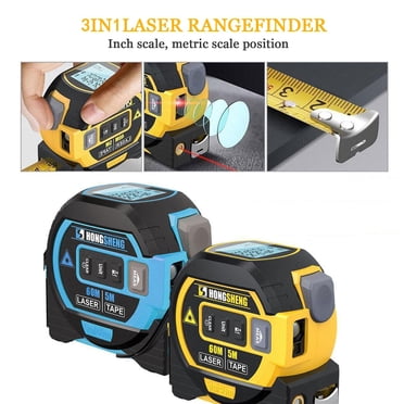 Laser Tape Measure – 3-in-1 Digital – 197ft Rangefinder & 16ft Manual Tape – Cross Marking & Data Storage – Distance, Area & Volume – Auto Lock – Professional – Yellow