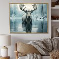 thumbnail image 1 of Designart moose Oversized framed wall art decor, Mooseframed wall art, Arctic Reflection of Blue Moose , Blue Modern Gold framed wall art, 40x30 inches Gold Frame, 1 of 5