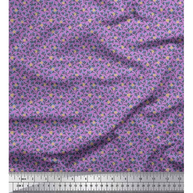 Soimoi Cotton Cambric Fabric Flower Artistic Printed Fabric 1 Yard 56 Inch Wide