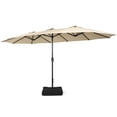 thumbnail image 1 of Costway Parasol de Patio Double Face Jumeau de 15 Pi pour l'Extérieur, Style Marché, avec Manivelle et Base, Beige, 1 of 10