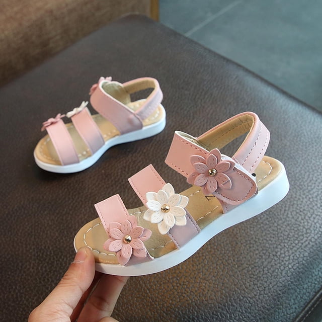Children Girls Sandals Princess Open-toed Soft Bottom Flowers Roman Beach Shoes
