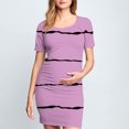 thumbnail image 1 of Ovzne Robes pour Femmes Robe de Plage Robe de Maternité Plissée Imprimée à Manches Courtes Col Rond Mi-Mollet Robe d'Été Manches Courtes Imprimée Liquidation, 1 of 6