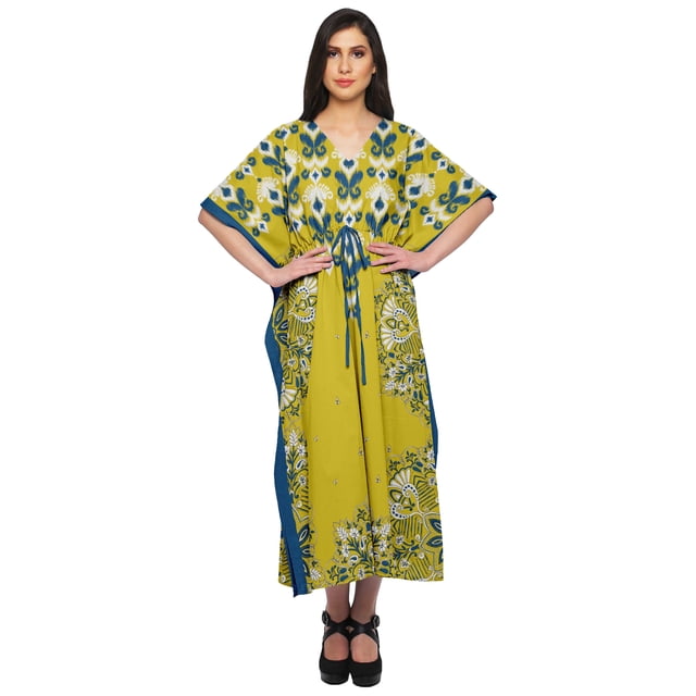 Moomaya Kaftan de Plage, Paréo de Bikini, Robe Longue Maxi Caftan pour Femmes