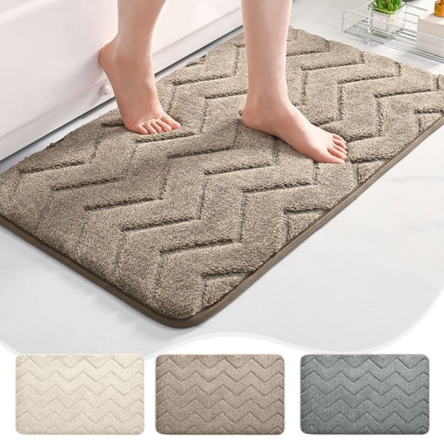 Iumwxz Bathroom Mat Soft and Comfortable Bathroom Floor Mat Bathroom Door Mat Bathroom Water Absorption and Non Slip Foot Mat Floor Mat Bathroom Rug Gray Polyester