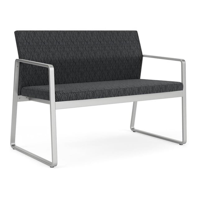 Gansett Reception Waiting Room Healthcare Loveseat / Silver Steel / Dark Gray