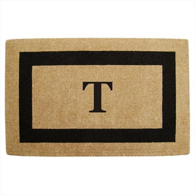 Nedia Home 02080T Single Picture - Black Frame 30 x 48 In. Heavy Duty Coir Doormat - Monogrammed T