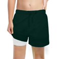 thumbnail image 1 of Boys Swim Trunks Kids Toddler Boys Solid Color Quick Dry Swim Trunks with Compression Liner Stretch Swim Shorts Boys Rash Guard Dark Green 14 Years-16 Years, 1 of 3