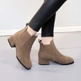 thumbnail image 4 of LSLJS Bottes d'Automne Hiver pour Femmes Couleur Unie Talon Épais Bottes Courtes Mi-Hautes Bout Rond, Bottines & Bottillons pour Femmes, Bottes pour Femmes, 4 of 6