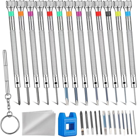 13PCS Professional Watch Screwdriver Set, Micro Precision Glasses Repair Kit, with 13PCS 0.2-2.0MM Extra Replace Blades, for Eyeglass Sunglass Watchmaker Jewelry Computer Phone Small Tools