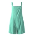 thumbnail image 3 of Womens Casual Summer Overalls Adjustable Straps Cotton Linen Shortalls Solid Shorts Jumpsuits Rompers with Pockets, 3 of 4