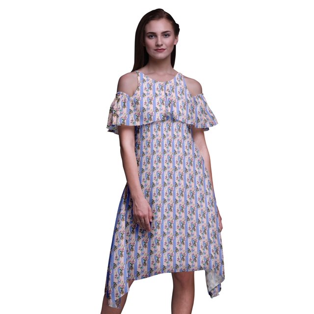 Bimba Robe Tunique à Épaules Dénudées pour Femmes à Imprimé Papillon, Col Rond, Coupe Droite, Fête - Xxx-Grand