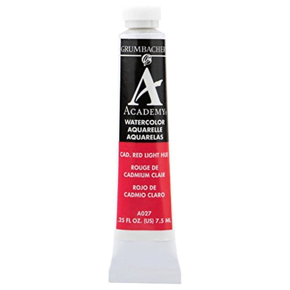 Grumbacher Academy Watercolor Paint, 7.5ml/0.25 Ounce, Cadmium Red Light Hue (A027)