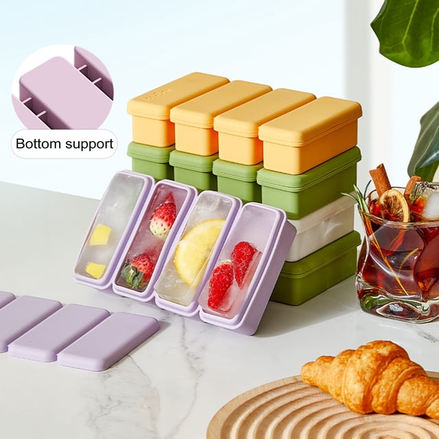 Silicone Ice Cube Tray with Lid Large Ice Mold for Slow Melting Freeze Store Soup Sauce Broth Food-Grade Silicone Freezer Container for Leftovers Vegetables