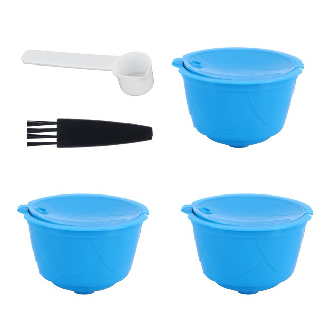 Coffee Capsule Cup, Reusable PP+Stainless Steel High Temperature Resistant Coffee Filter Exquisite Gift for Home Office for Coffee Machine Blue
