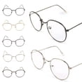 thumbnail image 3 of Lunettes à Impression Métallique Rondes à Grande Monture Unisexes Lunettes Décoratives Légères Lentille Claire Lunettes Rétro, 3 of 9