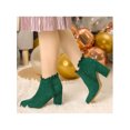 thumbnail image 4 of Unique Bargains Women's Ruffle Block High Heels Ankle Boots Emerald Green (Size 9), 4 of 8
