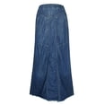 thumbnail image 2 of B91xZ Jupe Femme Taille Haute Élastique Jupe Plissée Midi Évasée, Bleu Foncé L, 2 of 5