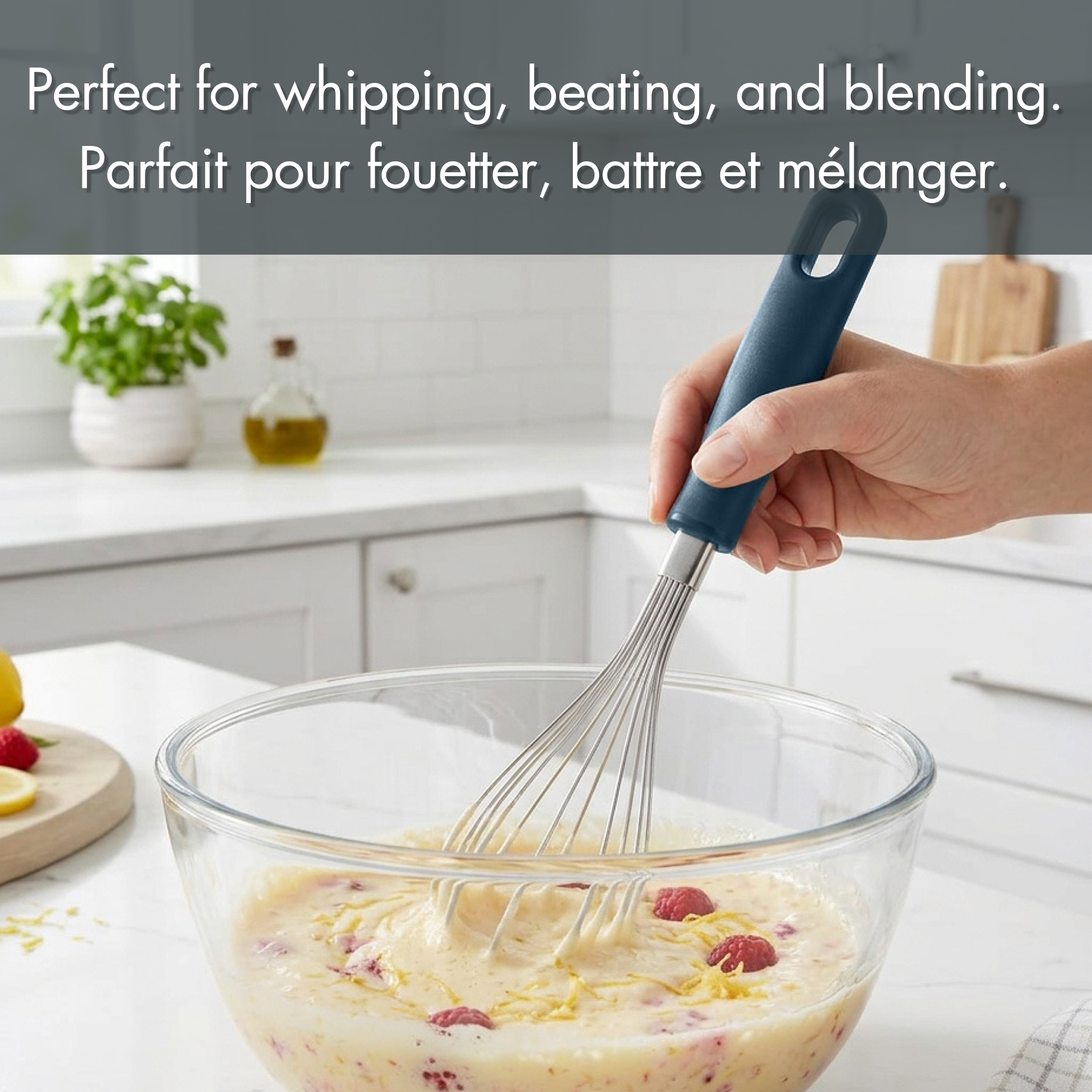 Fouet ballon Mainstays en acier inoxydable 29 cm, 14 fils, Ustensile de cuisine, Marine