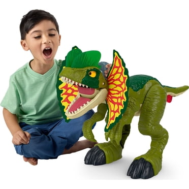 Imaginext Jurassic World Thrash Attack Dilophosaurus Dinosaur Toy with Lights & Sounds for Kids