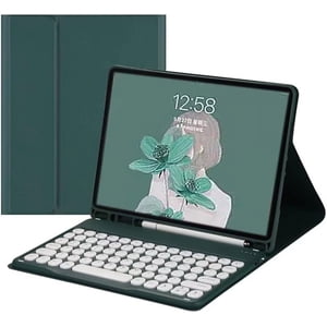 REQO Galaxy Tab A7 10.4 Inch 2022/2020 Keyboard Case with S Pen Holder, Magnetic Detachable Wireless Round Keys Keyboard Case for Samsung Tab A7 Model (SM-P610/P613/P615/P619) (Teal)