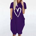 thumbnail image 2 of Pisexur Robe Maxi pour Femme Grande Taille Été Décontractée à Imprimé Cœur à Manches Courtes Col Rond Ample Unie Chemise de Nuit Plissée Robe de Sommeil Confortable avec Poches, 2 of 5