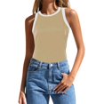 thumbnail image 1 of HBFAGFB Débardeurs pour Femmes Mode Col Rond Sans Manches Hauts Slim Légers Gilet Polyvalent Kaki Taille g, 1 of 4