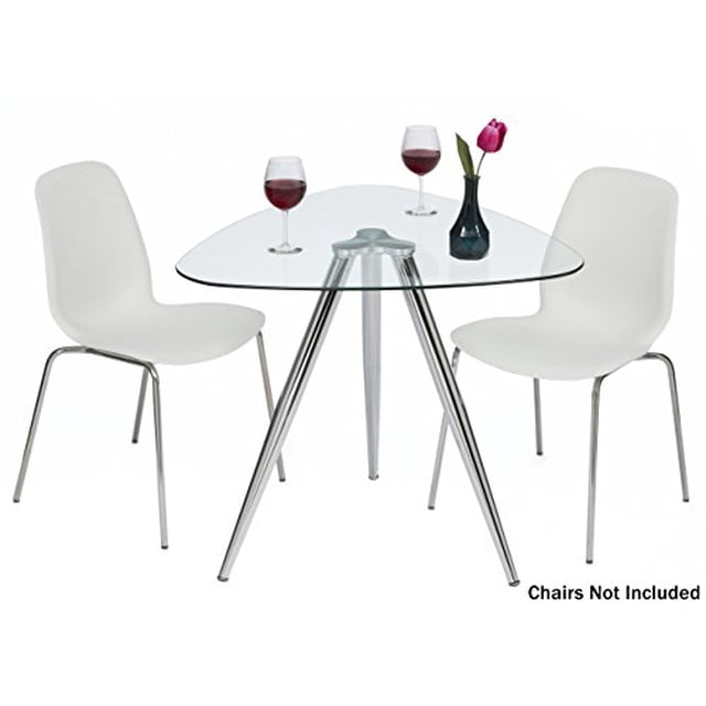 Mango Steam Lisbon 3-Sided Bistro Table with Tempered Glass Triangle Top, Chrome (1 Count)