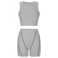 thumbnail image 3 of Workout Outfits for Women 2 Piece Ribbed High Waist Biker Shorts with Tank Crop Tops Exercise Set Yoga Outfit Tracksuits, 3 of 5