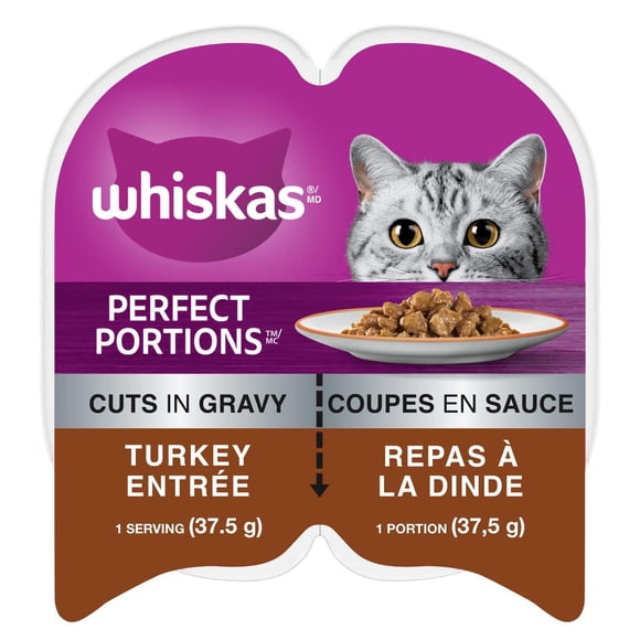 Nourriture humide pour chats Perfect Portions de Whiskas repas à la dinde coupes en sauce