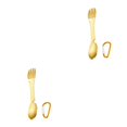 thumbnail image 2 of Maytalsory Stainless Steel Multifunctional Spork Integrated Meal Tableware Kitchen Gadgets for Outdoor Camping Picnic Gold 2Set, 2 of 6