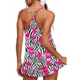 thumbnail image 5 of Jamicy Ensemble de Pyjama pour Femmes Cadeaux de la Saint-Valentin pour Femmes Hauts Sans Manches avec Shorts Ensemble de Pyjama Décontracté Imprimé Colorblock Ourlet à Volants, 5 of 5