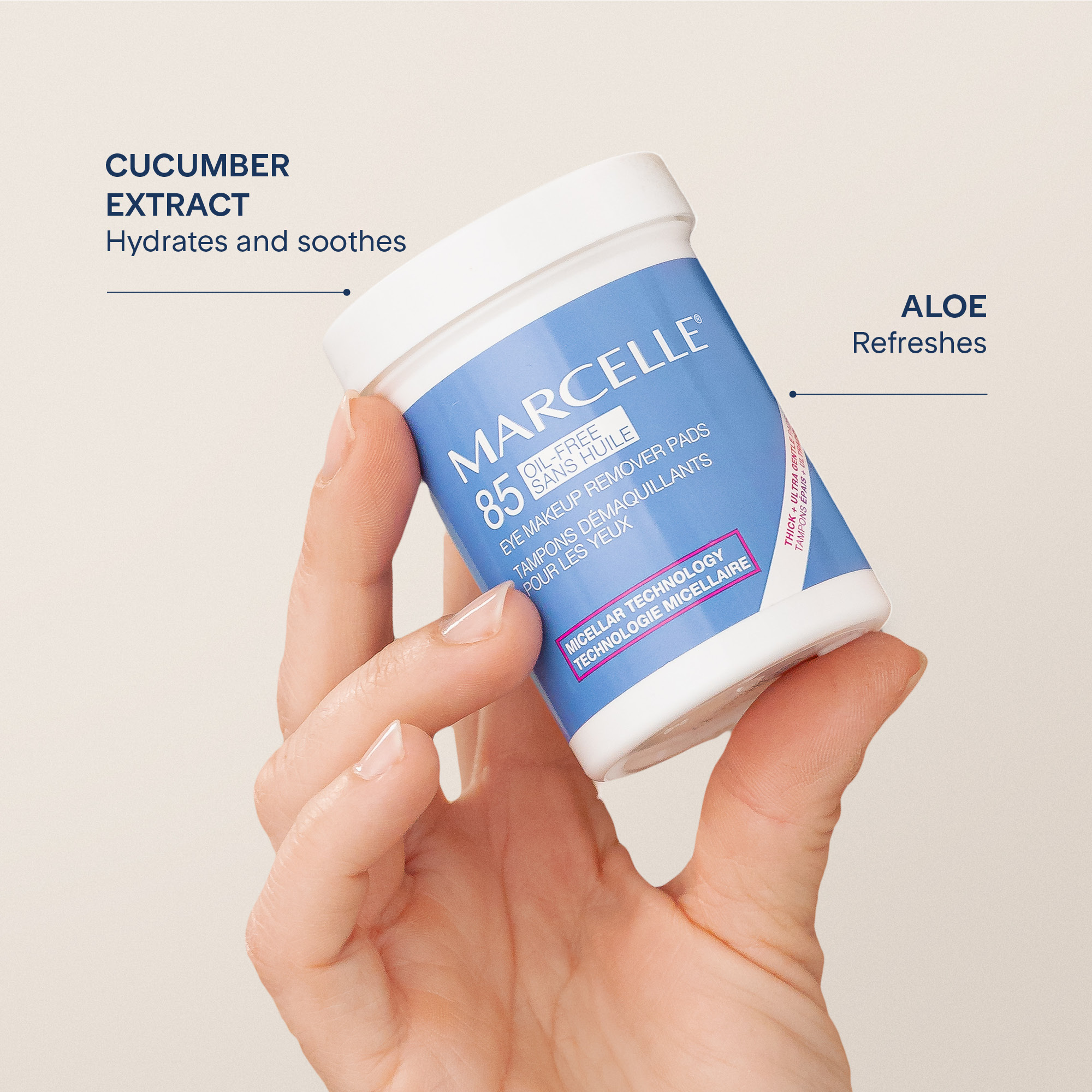 Marcelle Oil-Free Eye Makeup Remover Pads with Micellar Technology, 85 pads