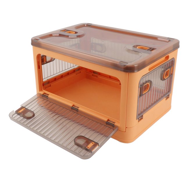 Storage Bins with Lids, Collapsible Storage Bins Stackable 5 Sided Door Opening Design Storage Cabinet Wardrobe Stackable Closet Organizer Foldable Box Trunk Car Organizer