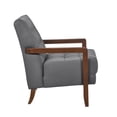 thumbnail image 4 of Pemberly Row Button Tufted Accent Armchair in Dark Gray Leather Brown Wood, 4 of 11