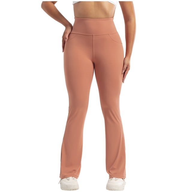 FAIWAD Flare Leggings for Women High Waist Stretchy Workout Tights with Pockets Slim Workout Dance Bootcut Pants
