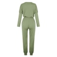 thumbnail image 4 of Mrat Vacation Outfits for Women 2 Piece Jogging Sets Solid Polyester Long Sleeve Sweatsuits Sets Two Piece Track Suits Drawstring High Waist Pants Set Comfy Outfits G-Army Green 3XL, 4 of 5