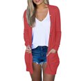 thumbnail image 1 of AherBiu Womens Cardigan Tops Long Sleeve Open Front Mid-Long Outwear with Pockets Spring Clothes, 1 of 6