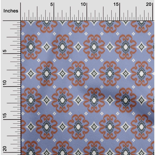 oneOone Georgette Viscose Fabric Diamond & Swirl Ikat Decor Fabric Printed BTY 42 Inch Wide