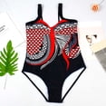 thumbnail image 4 of GZWYHT Maillots de Bain une Pièce pour Femmes Maillot de Bain Femme Femme Dos Nu Imprimé Tenue de Plage Maillot de Bain une Pièce Ensemble Bikini Maillots de Bain pour Femmes aux Formes Maillot de Bain pour Femme Rouge TTG, 4 of 5