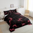 thumbnail image 3 of Ensemble de Literie à Imprimé Nid d'Abeilles Rose et Rouge pour Lit Simple pour Garçons Filles, Ensembles de Couette Géométriques Ruche, Ensembles de Literie à Motif Hexagonal Noir, Insert de Couette Géométrie, Courtepointe à Carreaux Abstraite Moderne, 3 of 5
