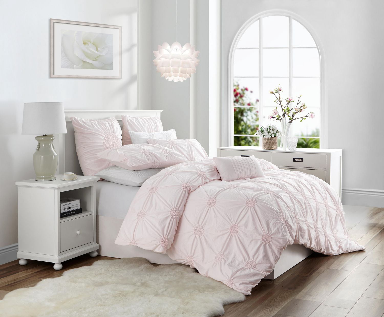 Luxury Floral Ruched High Quality Duvet Cover Set