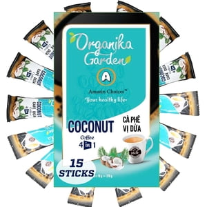AMAZIN CHOICES Café de coco instantané. Café de noix de coco 4-in-1 Café à servir immédiatement. Pas de soja ajouté. Snack Viet - Café à la noix de coco - Paquet de 1 - 270g (15 Sachets x 18g)