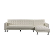 Velago Attalens Adjustable Faux Leather Sectional Sleeper Sofa, Cream