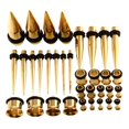thumbnail image 4 of Transemion 36 Pieces Ear Gauges Stretching Kit Expanders 14G-00G Plugs Gold 36 Pcs 1Set, 4 of 6