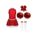 thumbnail image 2 of Uniforme de Cheerleading pour Filles, Robe de Danse à Sequins Sans Manches avec Pompons, Chaussettes Rouges 16, 2 of 5
