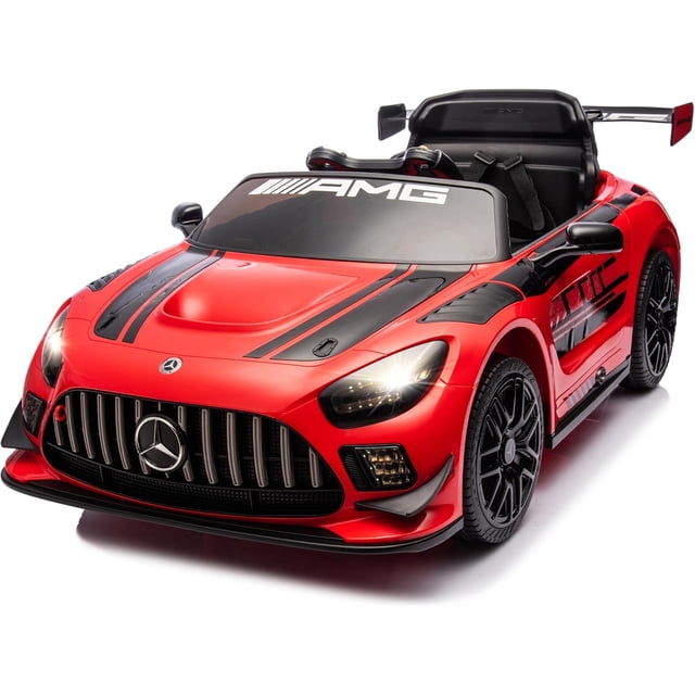 Licensed Mercedes-AMG GT3 24V Kids Ride-On Racing Car with Premium Leather Seat, High-Speed Performance 24V Power Wheels, Motorized Track Toy with Parent Remote, Red