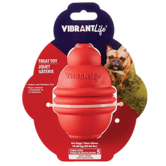 Vibrant Life en Caoutchouc Grand, Moyen Rouge Distributeur de Gâteries Jouets pour Chiens