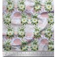 thumbnail image 1 of Soimoi Poly Georgette Fabric Leaves & Magnolia Floral Print Sewing Fabric Yard 42 Inch Wide, 1 of 5